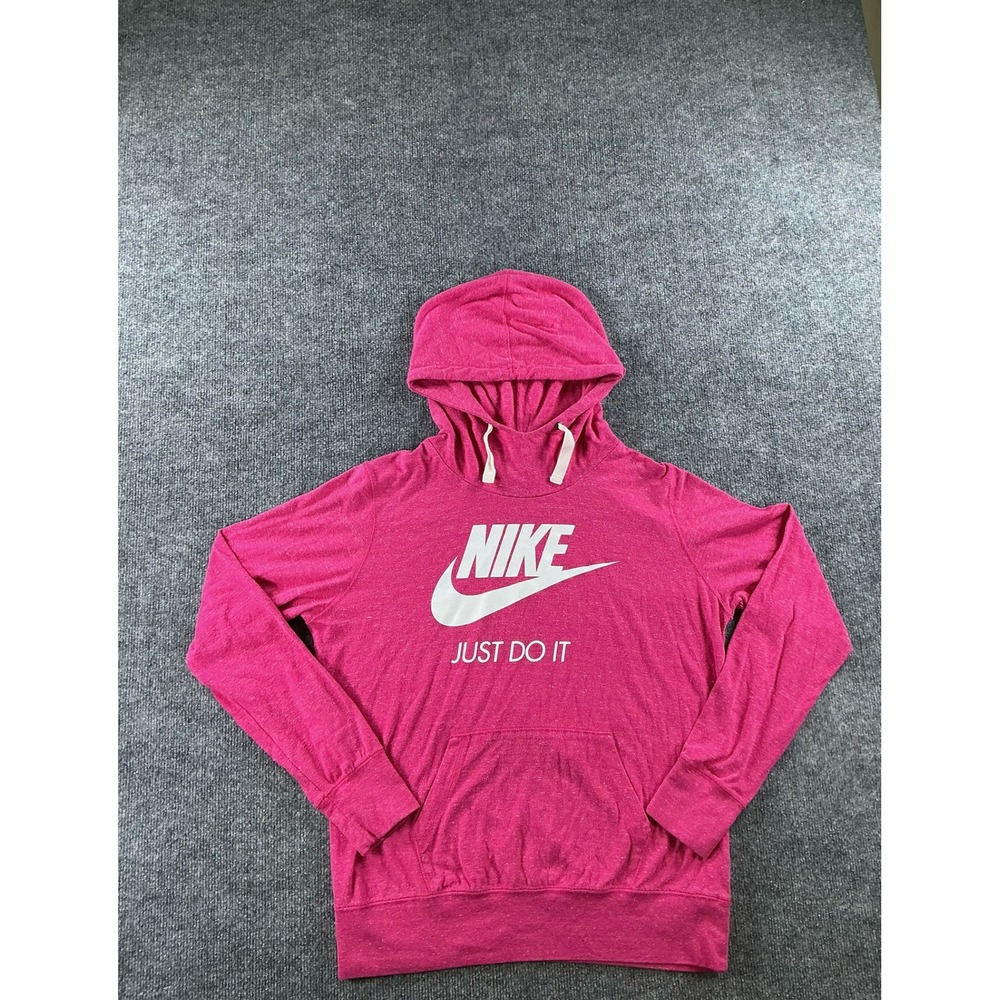 Nike Womens Just Do It Hoodie Pink Heather Pullover Sweatshirt XL 474930-612